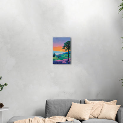 Vintage sunset house on canvas - Serenity Sunset Glow