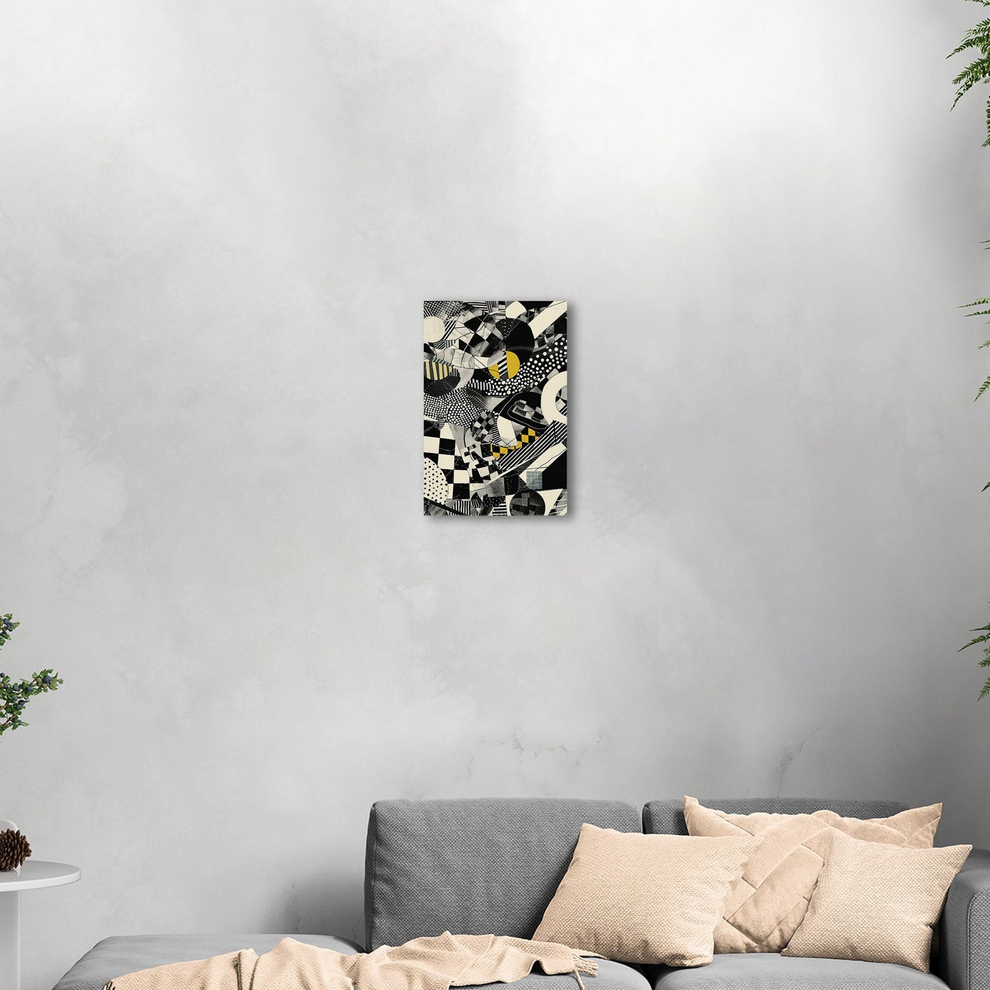 Black and White Geometric Abstract Painting - Cosmic Chaos