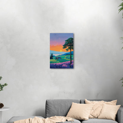 Vintage sunset house on canvas - Serenity Sunset Glow