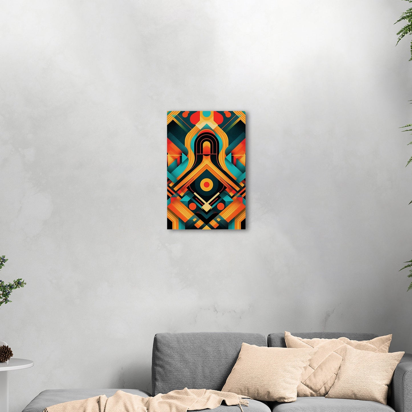 Art Deco Style Symmetrical Abstract Colorful Digital Render - Vibrant Textile Dance