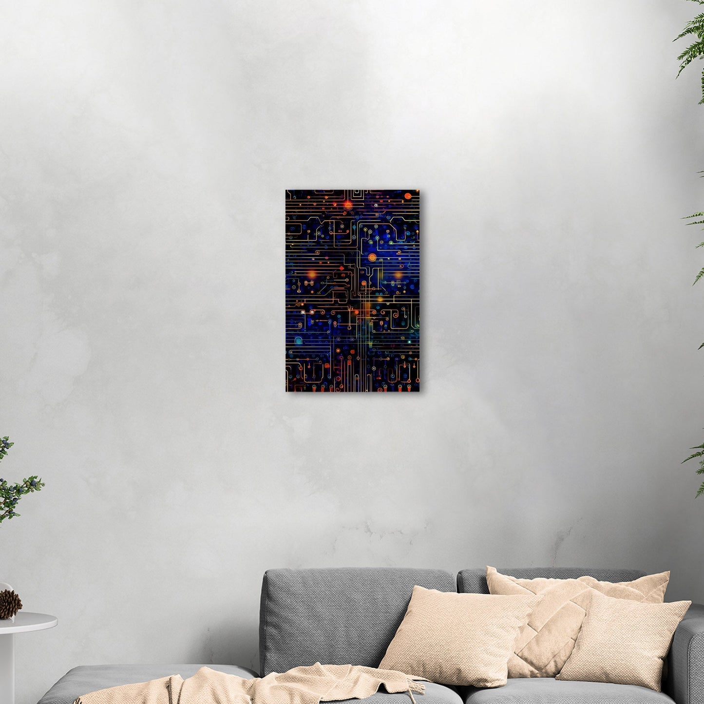 Impressionistic Circuit Board Painting - Binary Circuitry Revival