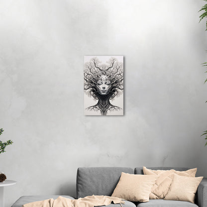 Sleek black and white tree artwork, elegance - Botanical Noir