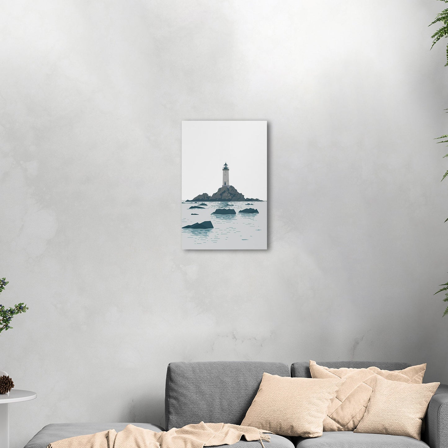 Minimalist Lighthouse Art in Retro Colors - Coastal Dreamer