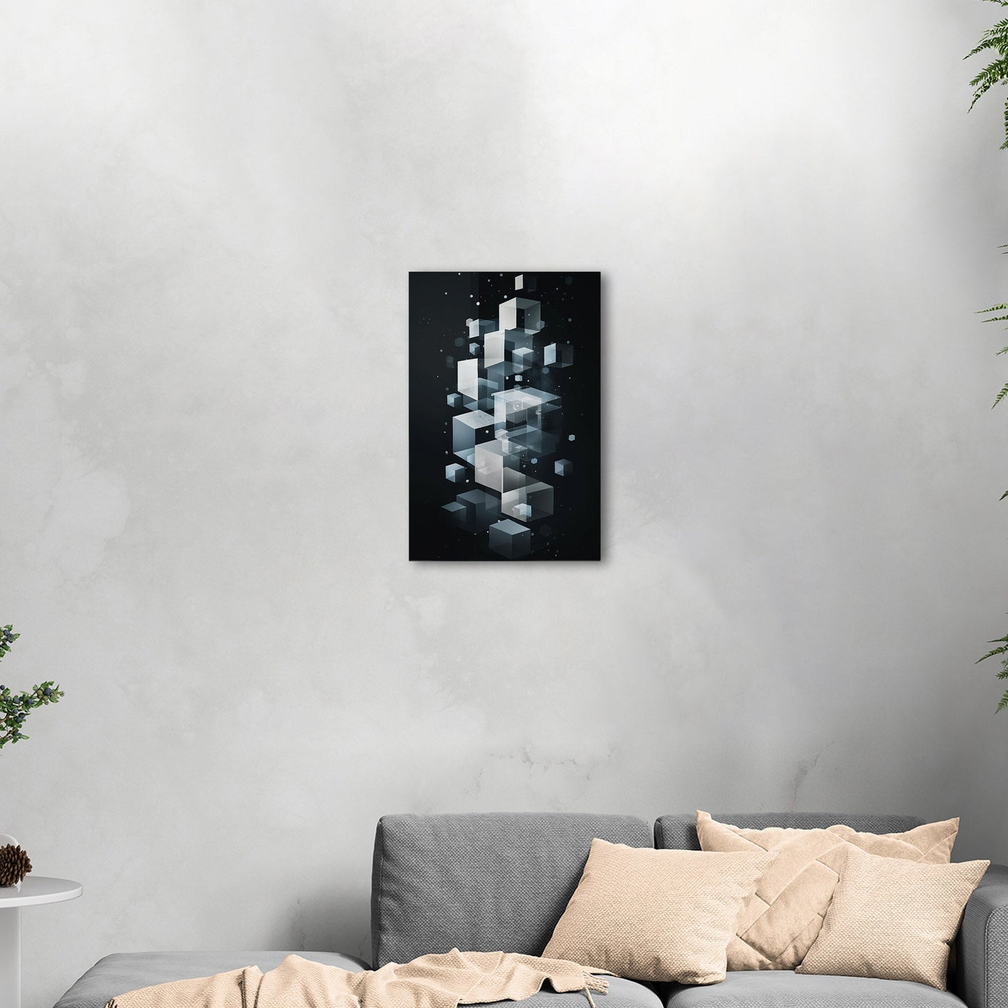 Abstract Geometric art for Office - Ethereal Cubic Serenity