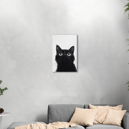 Whimsical cat peering over edge - Enchanted Feline