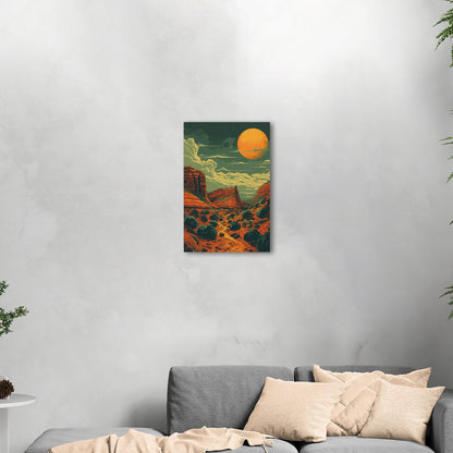 Red Rocks Desert Stylized Illustration - Red Reverie