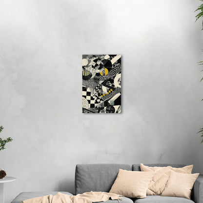 Black and White Geometric Abstract Painting - Cosmic Chaos