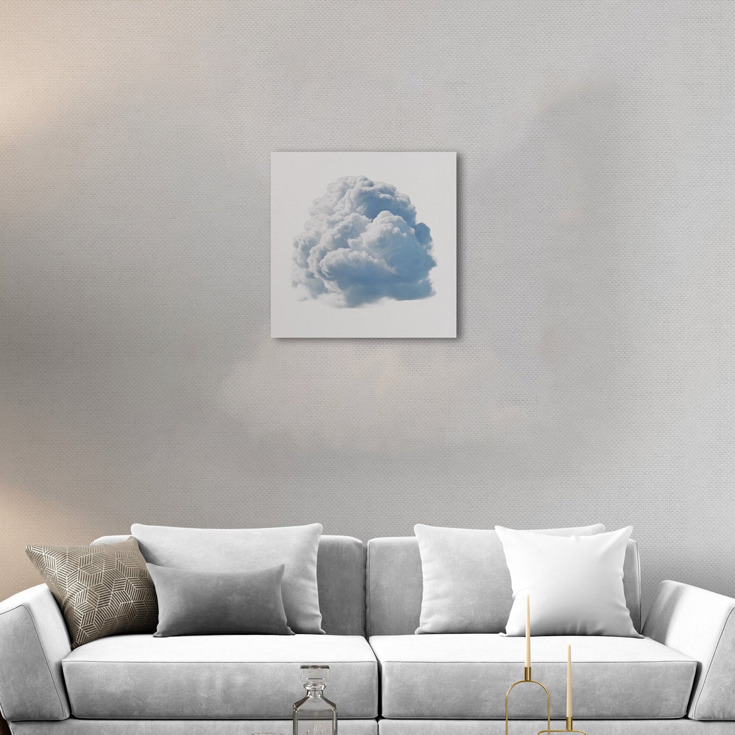 Single White Cloud on White Background Nursery Art - Heavenly White Serenity