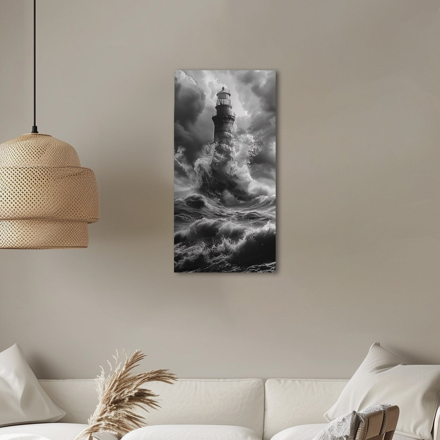 Highly detailed lighthouse wall art - Serene Coastal Dream