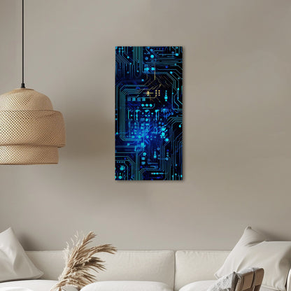 Impressionistic Circuit Board Painting - Electric Binary Dreams