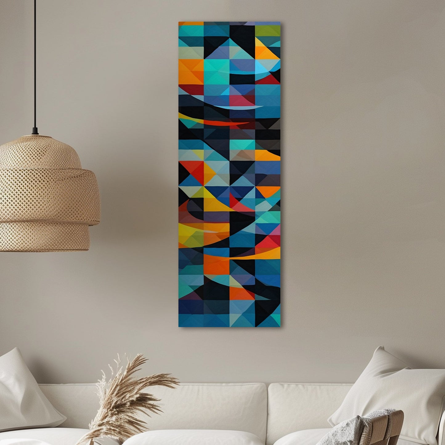 Geometric Abstracts Digital Render in Blues, Blacks and Yellows - Geometric Symphony of Color