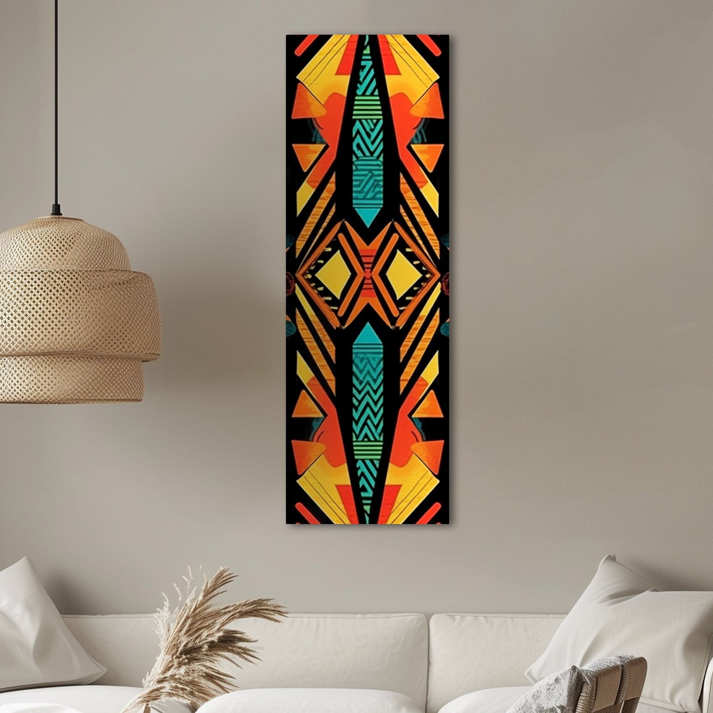 Tribal African Symmetrical Abstract Painting - Tribal Rhythms: Modern Color Explosion