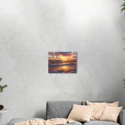 Seascape art piece capturing coastal tranquility - Coastal serenity Sunset Bliss