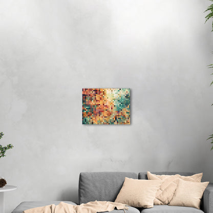 Abstract Geometric Squares Painting - Retro Pixelated Geometric Flare