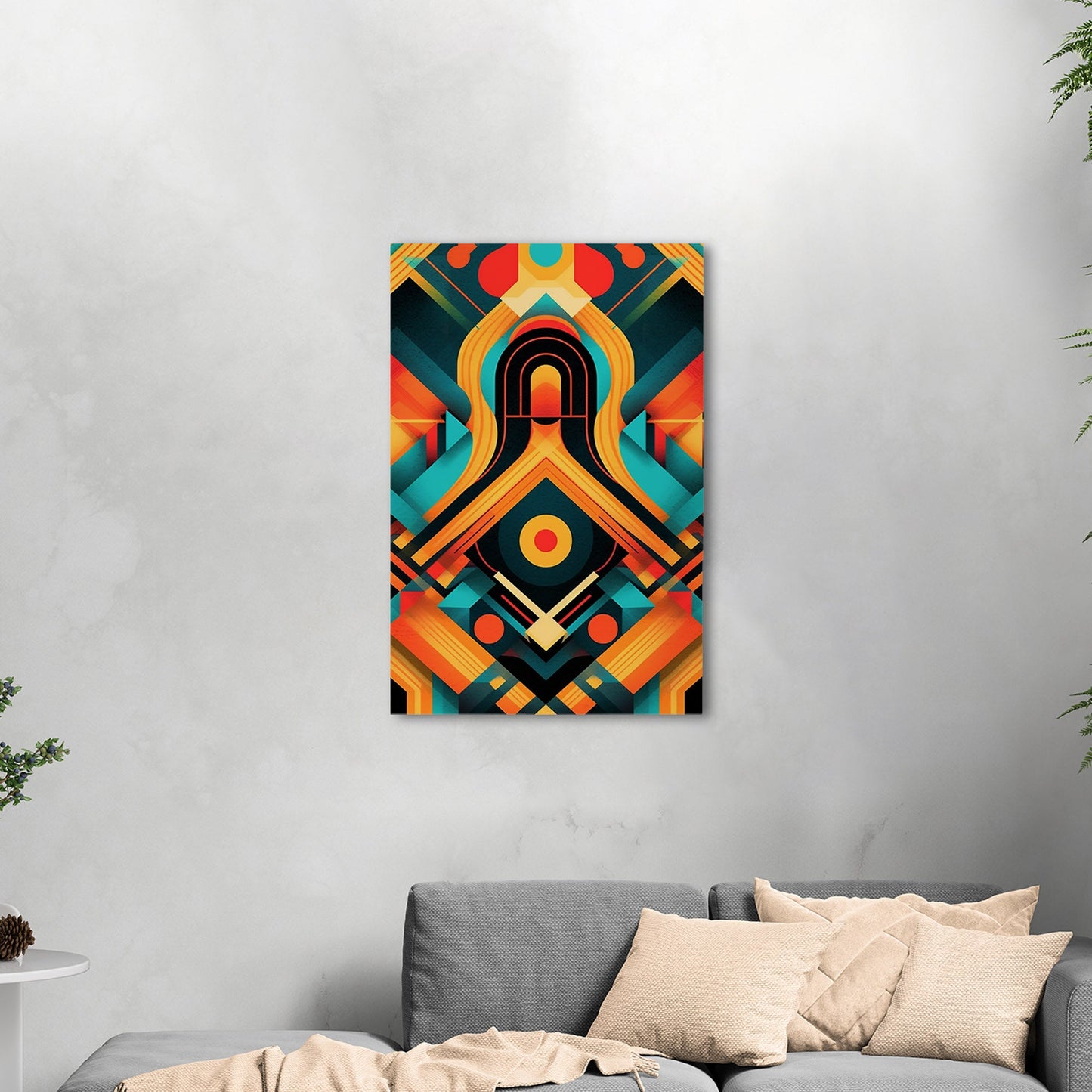 Art Deco Style Symmetrical Abstract Colorful Digital Render - Vibrant Textile Dance