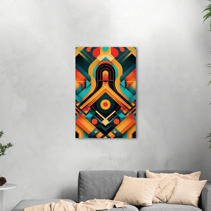 Art Deco Style Symmetrical Abstract Colorful Digital Render - Vibrant Textile Dance