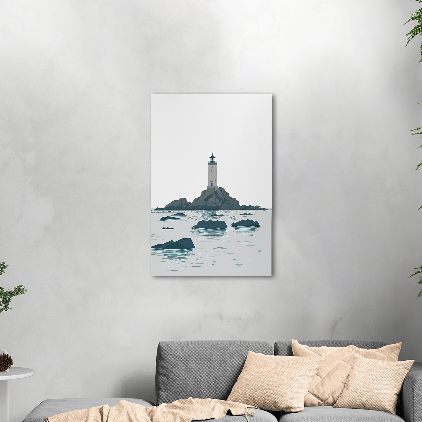 Minimalist Lighthouse Art in Retro Colors - Coastal Dreamer