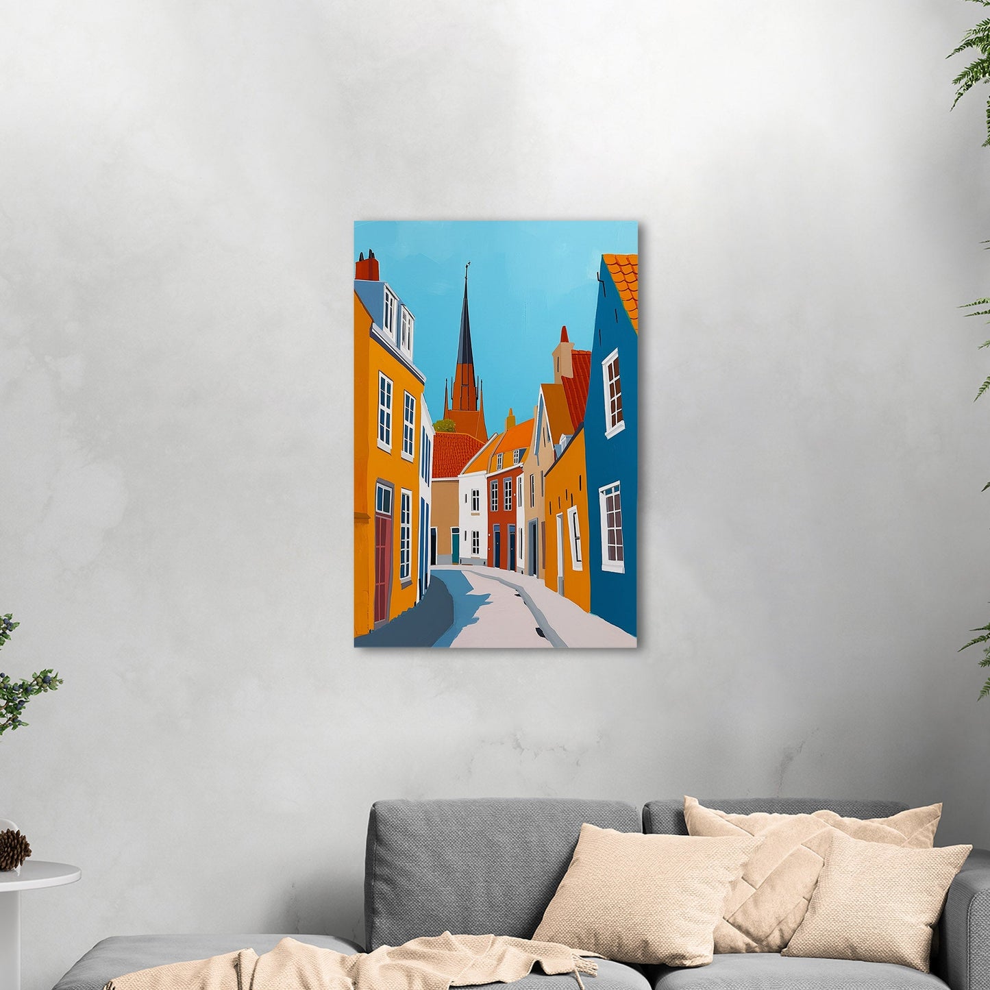 Sky-Blue and Amber Dutch landscape - Enduring Elegance