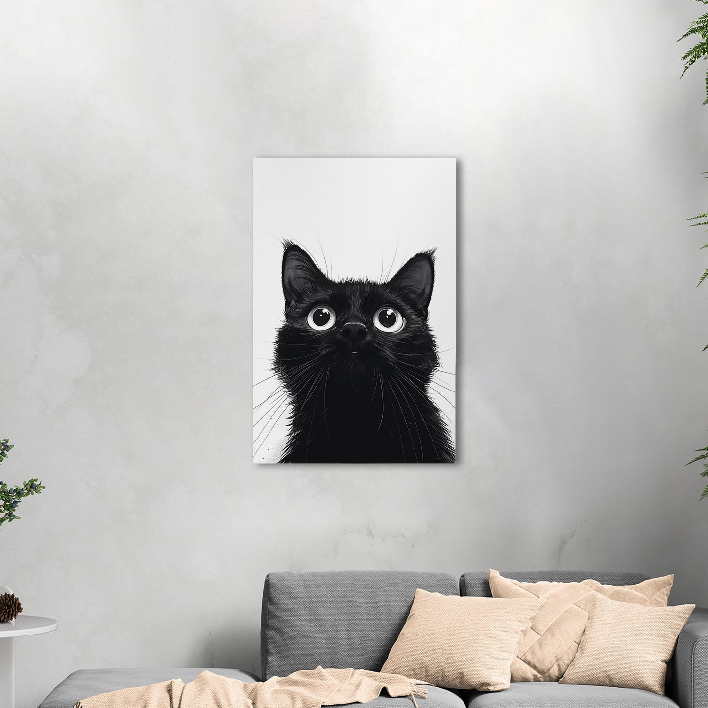 Whimsical cat peering over edge - Enchanted Feline