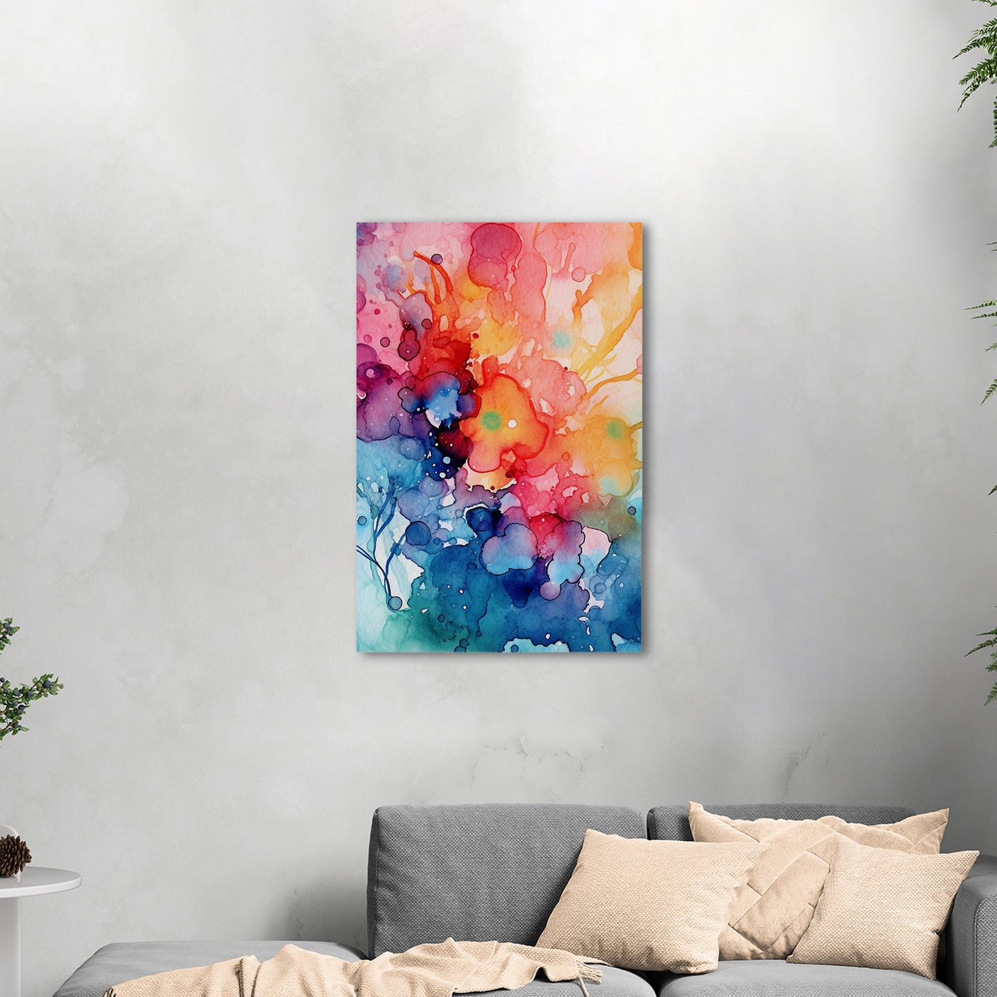 Vibrant Colorful Watercolor Splatters Abstract Painting - Spectrum of Creativity