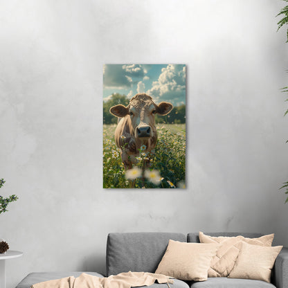 Photorealistic Cow in Pasture Portrait - Cow Serenity