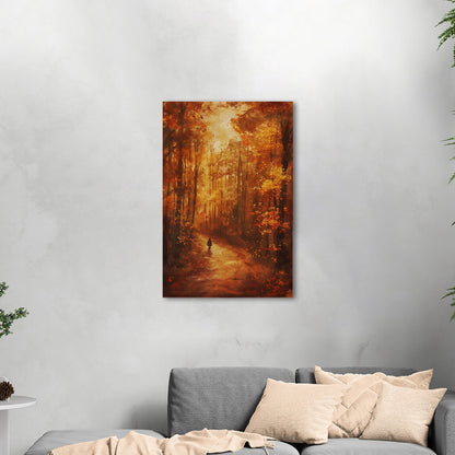 Autumn landscape in brown and orange - Ethereal Wanderer in Rembrandt's Autumn Forest