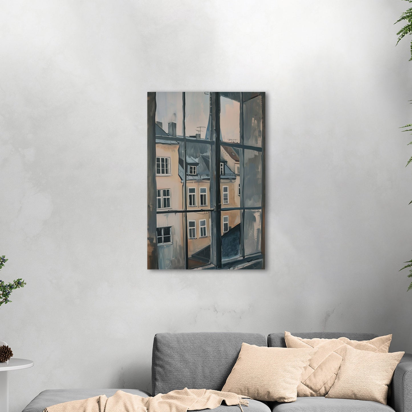 Impressionist View Out of a Window in a European City - Pastel Cityscape Dreams