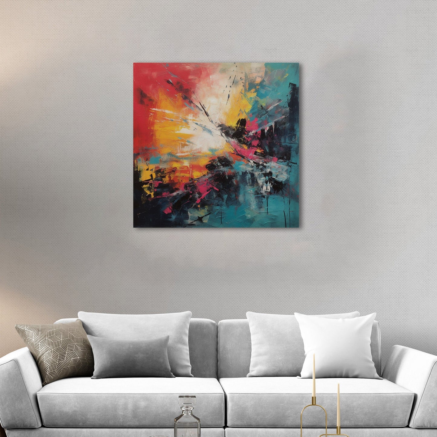 Abstract office decor with vibrant brushstrokes - Energy Explosion