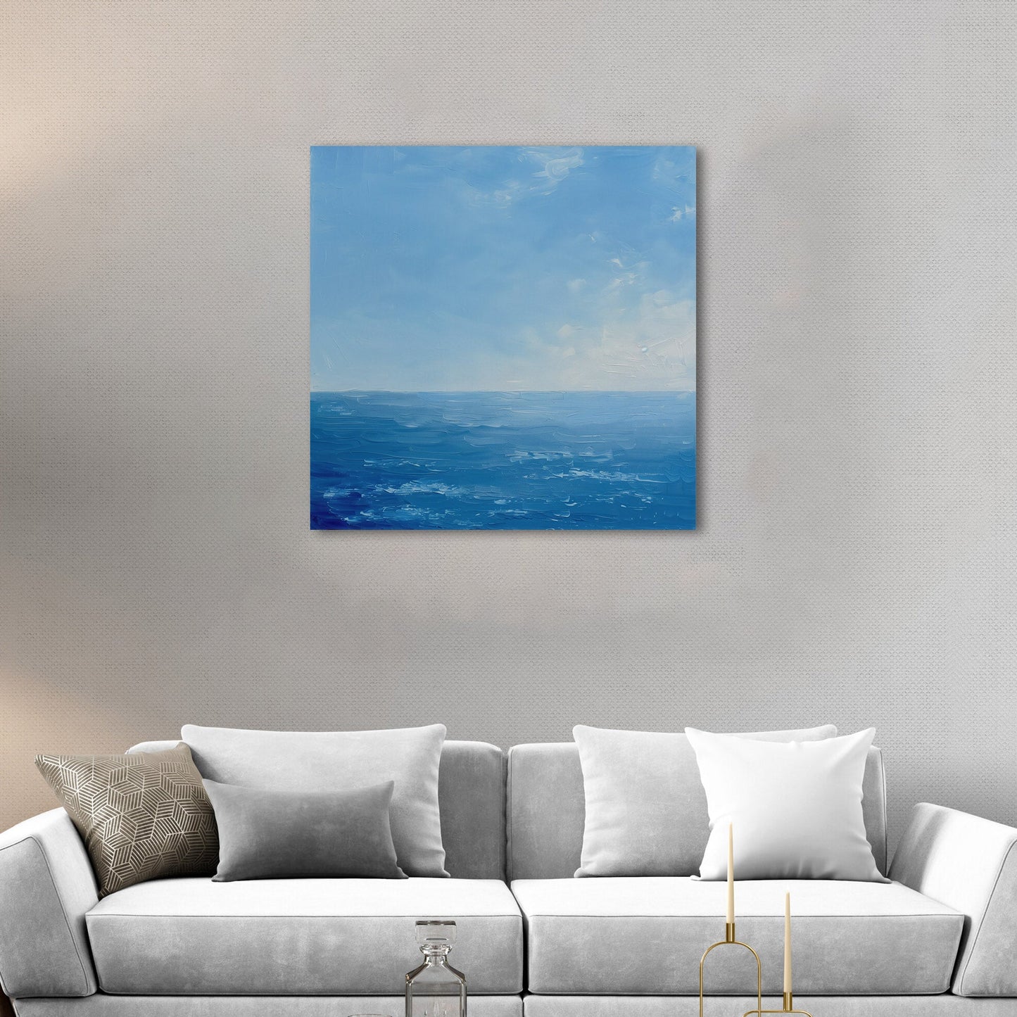 Tranquil ocean and blue skies - Ethereal Horizon