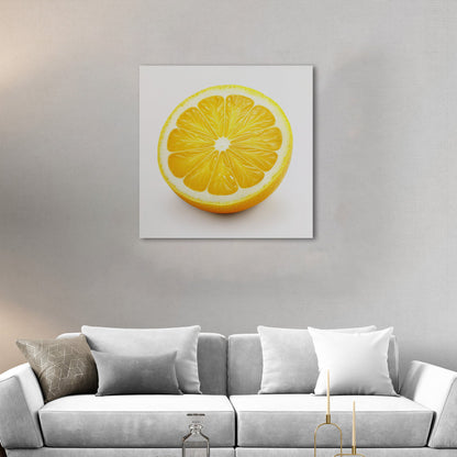 Still Life of a Lemon on White Background - Zesty Summer Citrus Slice