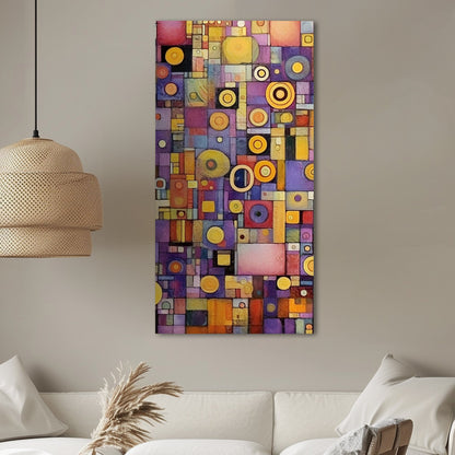 Craft Style Geometric Abstract Art Painting - Whimsical Mosaic Symphony