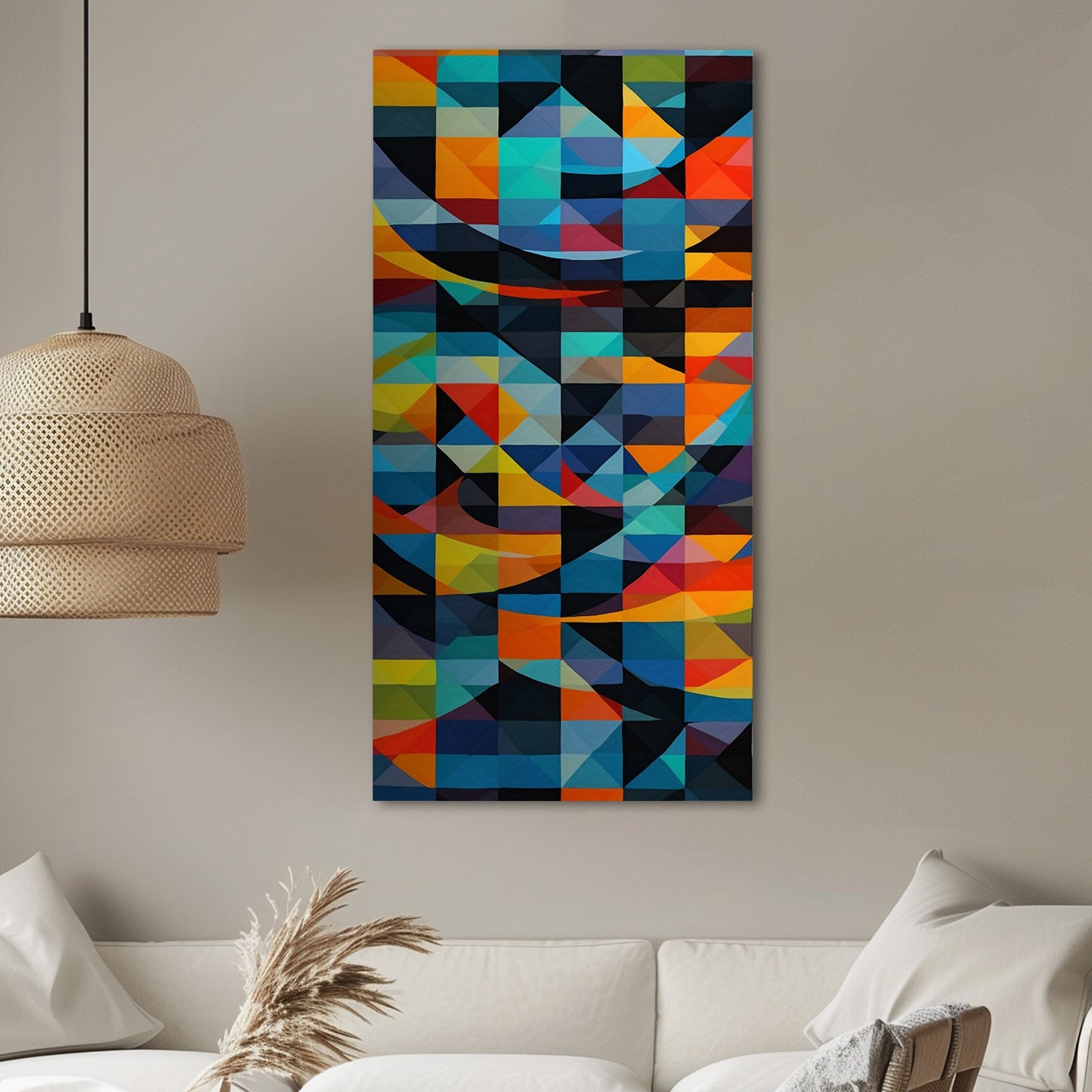 Geometric Abstracts Digital Render in Blues, Blacks and Yellows - Geometric Symphony of Color