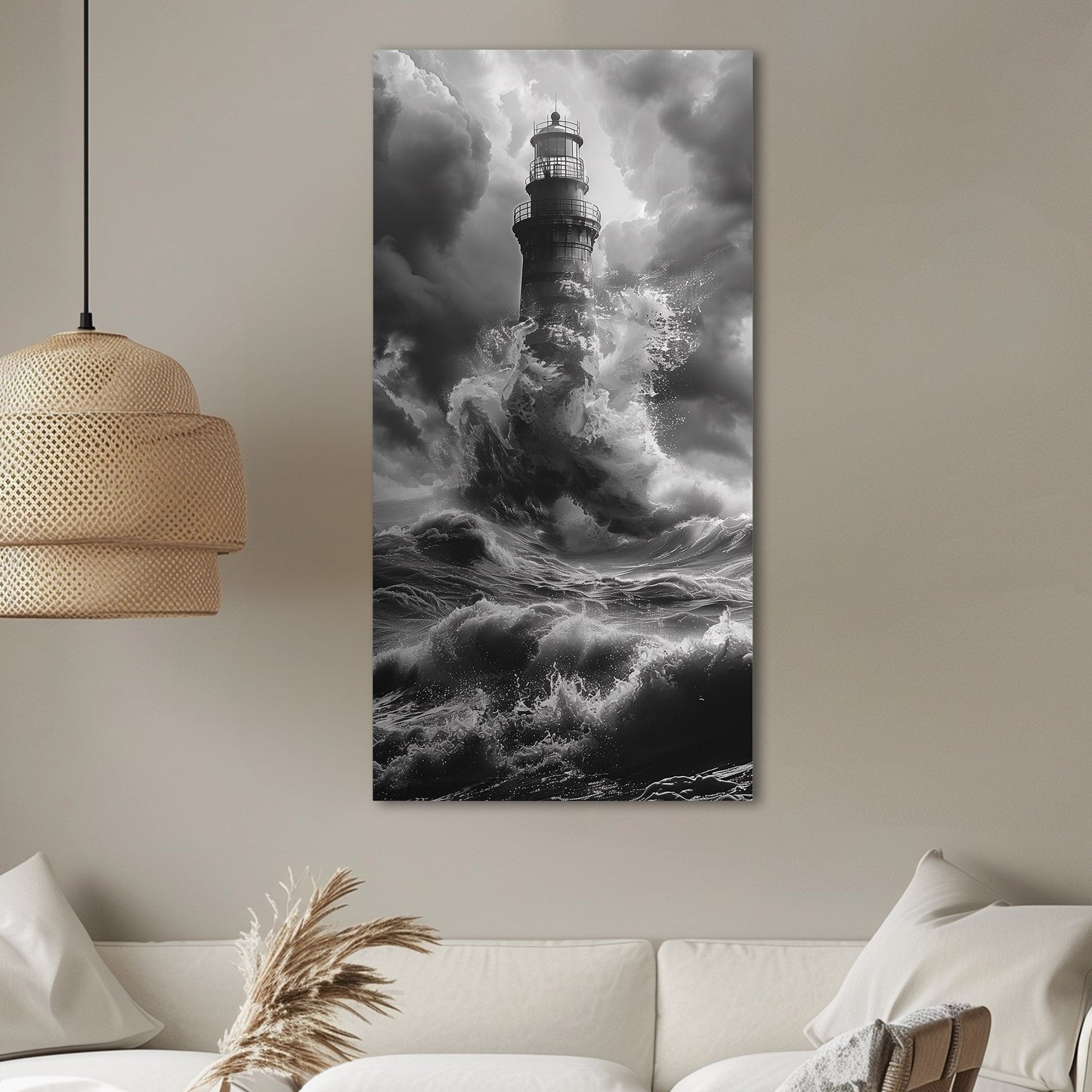 Highly detailed lighthouse wall art - Serene Coastal Dream