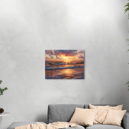 Seascape art piece capturing coastal tranquility - Coastal serenity Sunset Bliss