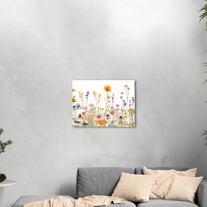 Whimsical Watercolor Wildflowers on White Background - Bright Flower Life