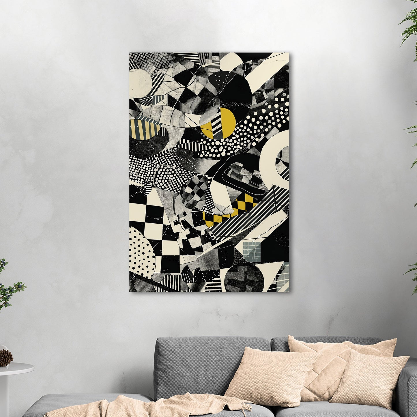 Black and White Geometric Abstract Painting - Cosmic Chaos