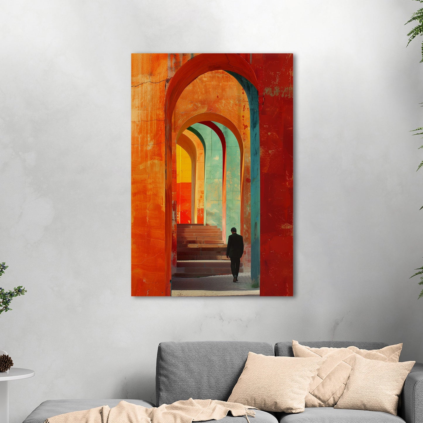 Impressionistic Painting of Archwayed Steps - Maze of Old