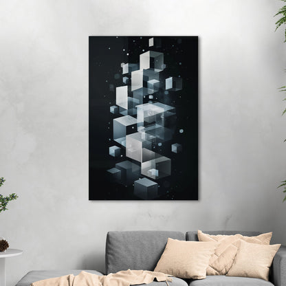 Abstract Geometric art for Office - Ethereal Cubic Serenity