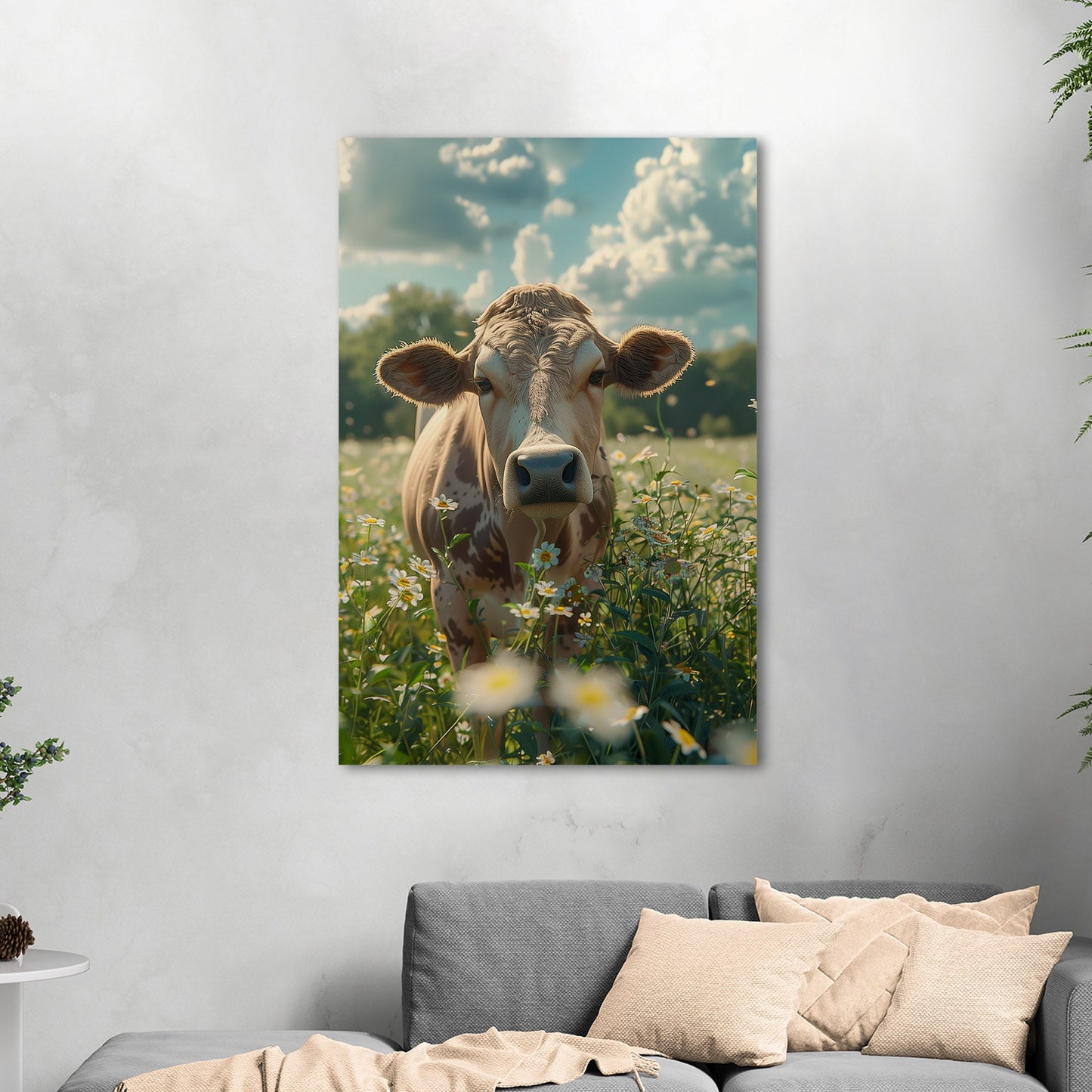 Photorealistic Cow in Pasture Portrait - Cow Serenity