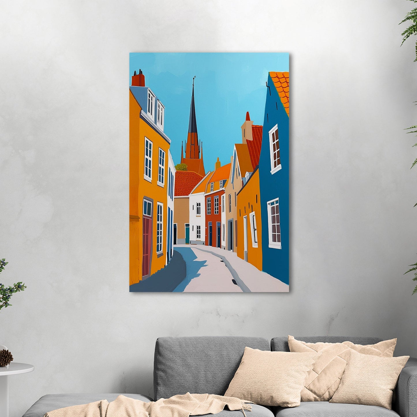 Sky-Blue and Amber Dutch landscape - Enduring Elegance