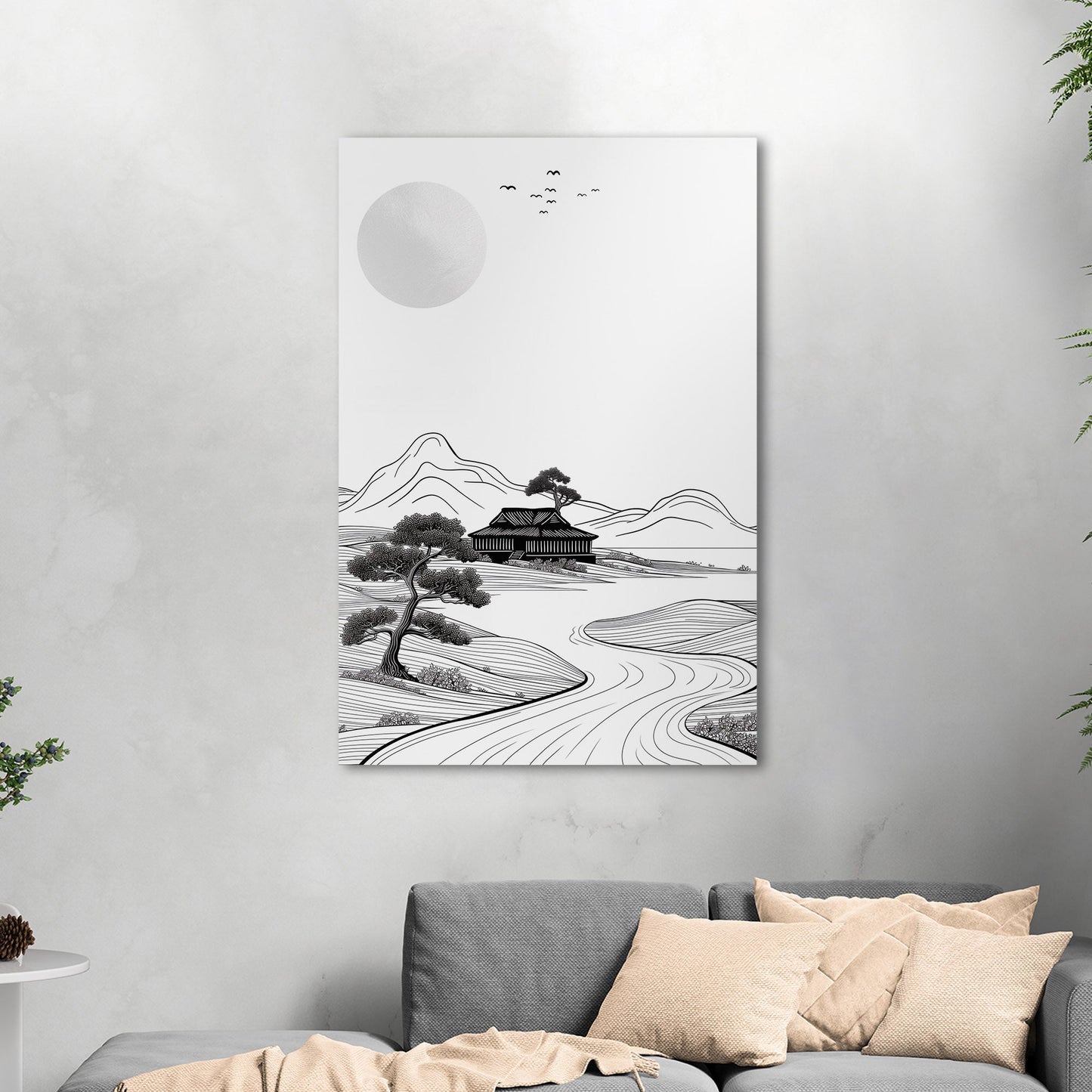 Chinese Landscape Ink Drawing - Ethereal Harmony of Eastern Lines