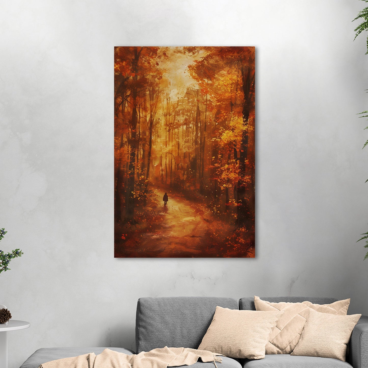 Autumn landscape in brown and orange - Ethereal Wanderer in Rembrandt's Autumn Forest