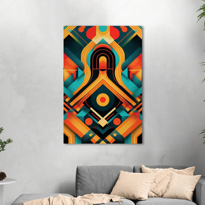 Art Deco Style Symmetrical Abstract Colorful Digital Render - Vibrant Textile Dance