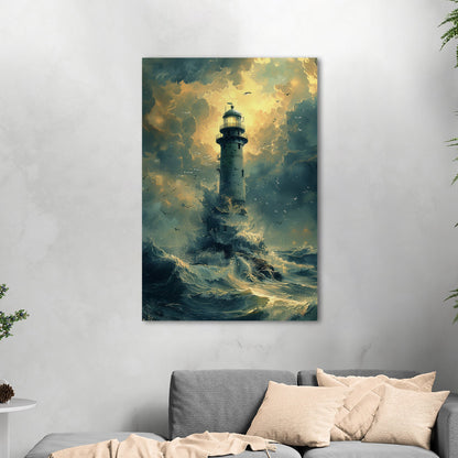 Handmade coastal lighthouse artwork - Illuminated Tranquility