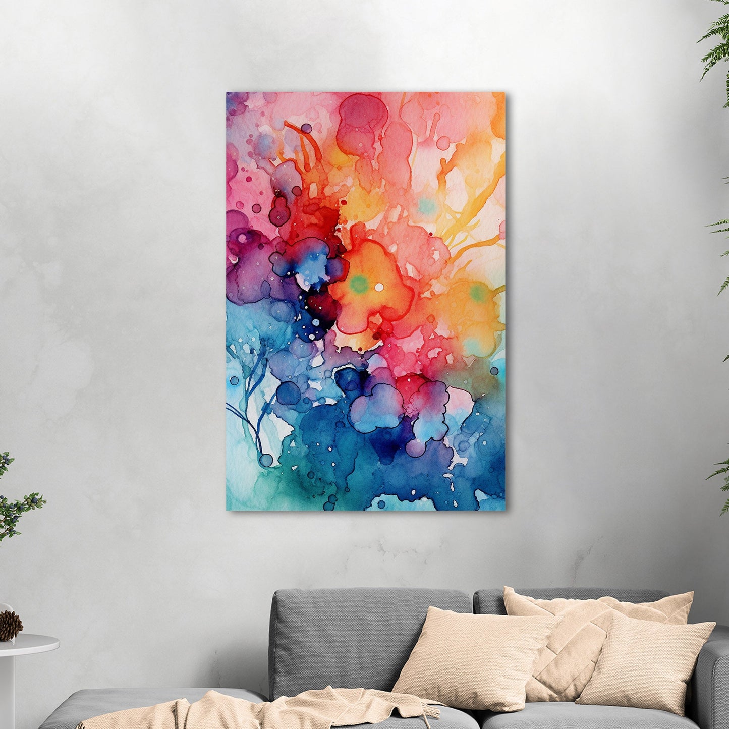 Vibrant Colorful Watercolor Splatters Abstract Painting - Spectrum of Creativity