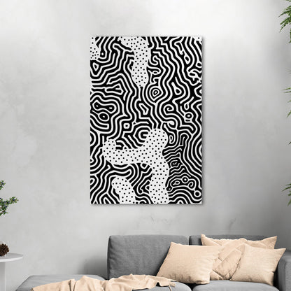 Dynamic abstract black and white brain coral texture print - Mesmerizing Monochrome Wavelengths