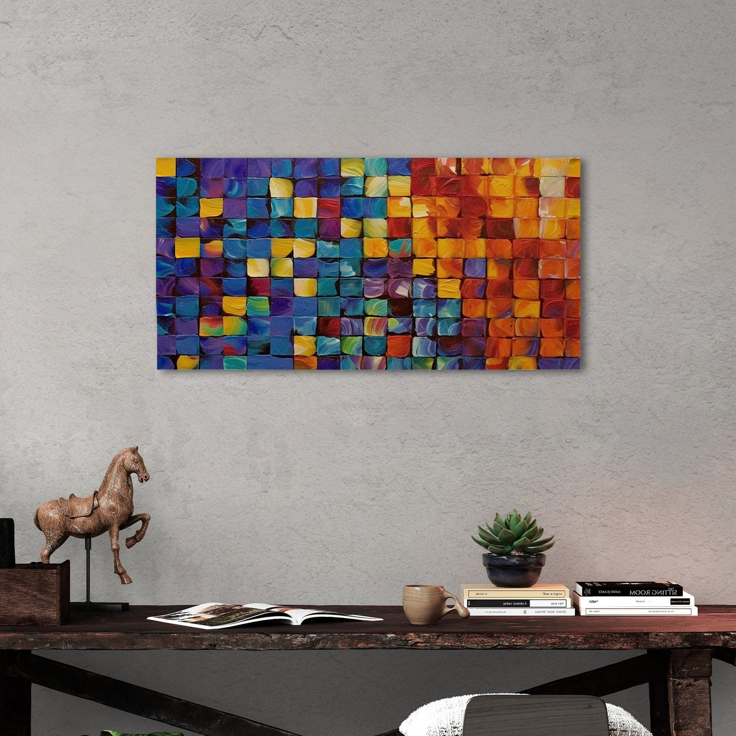 Colorful abstract squares textured painting - Formation Function