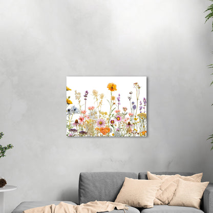 Whimsical Watercolor Wildflowers on White Background - Bright Flower Life