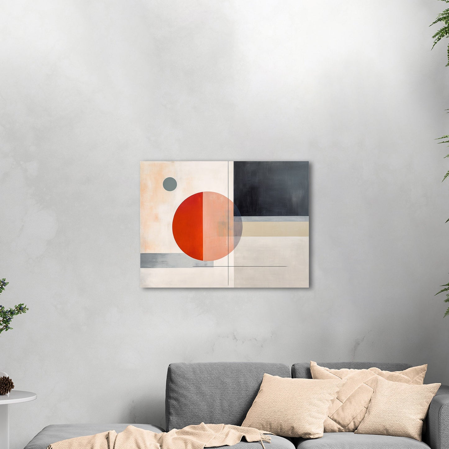 Geometric Minimal Abstract Shapes in Black, White and Red - Ethereal Whispers