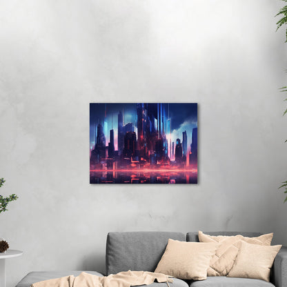 Cityscape Painting of Futuristic Skyline - Neon Cyber Cityscape